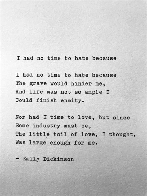 Emily Dickinson NO TIME to HATE Hand Typed Poem Vintage Typewriter ...