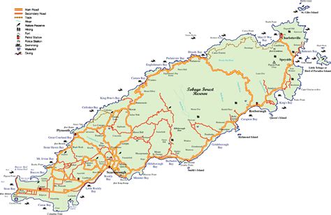 Detailed Map of Tobago in the Caribbean