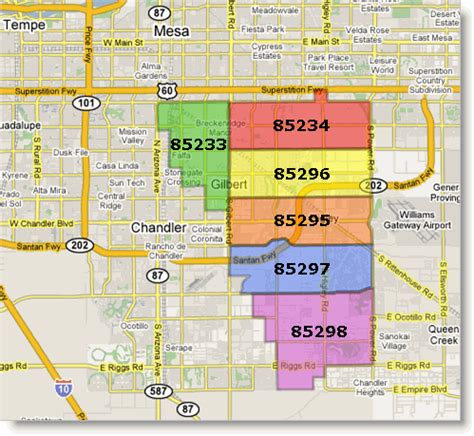 Gilbert, Arizona - Zip Code Map - Arizona Real Estate Notebook