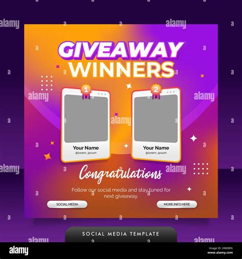 Giveaway winner announcement social media post banner template Stock ...