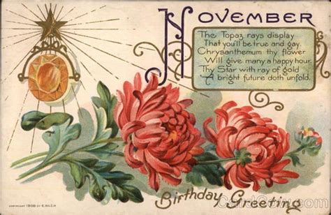 November Birthday Greetings | Birthday month flowers, Birthday ...