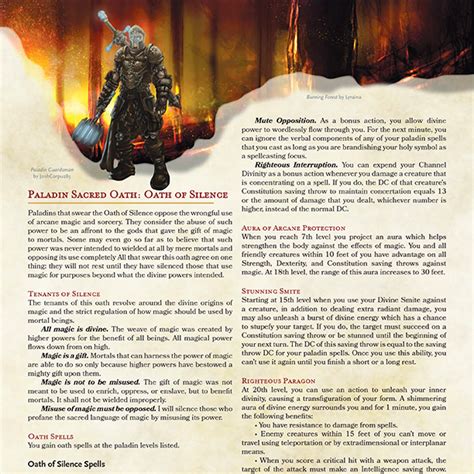 [5E] Paladin: Oath of Silence | EN World | Dungeons & Dragons ...