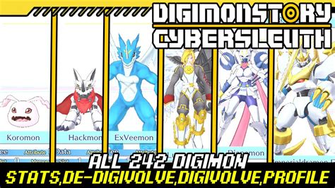 Digimon Story : Cyber Sleuth - All 242 Digimon LV99 Stats,De-Digivolve ...