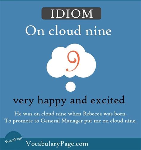 Idioms about happiness (1) On cloud nine: very happy and excited ...