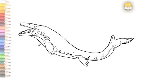 Mosasaurus outline drawing 01 / How to draw Mosasaurus drawing step by ...