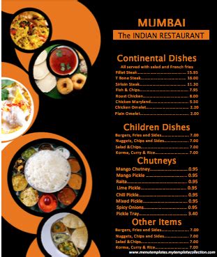 Indian Menu Template - Word Templates