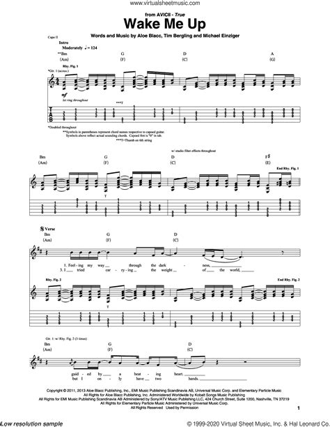 Wake Me Up sheet music for guitar (tablature) (PDF)