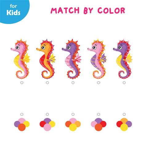 Educational Game For Children, Match The Seahorse To Its Corresponding ...