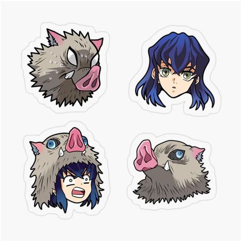 Demon Slayer Sticker pack - Inosuke by Little Oni | Redbubble | Anime ...