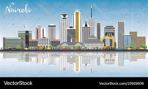 Nairobi kenya city skyline with color buildings Vector Image