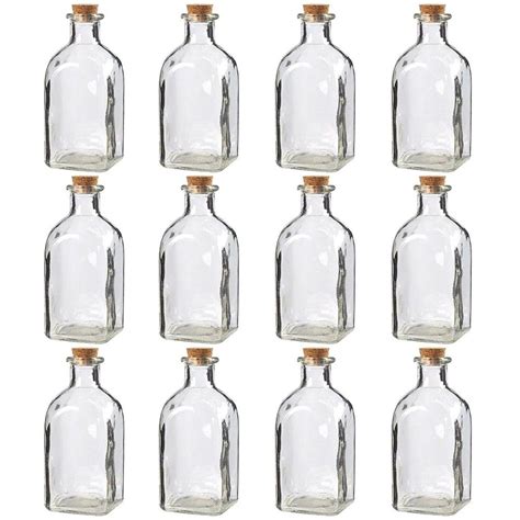 Juvale Clear Glass Bottles with Cork Lids (12 Pack) | Glass bottles ...