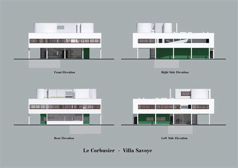 Le Corbusier Villa Savoye Elevations | Villa savoye plan, Le corbusier ...