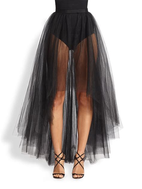 Lyst - Ml Monique Lhuillier Tulle Overlay Skirt in Black