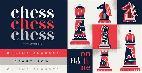 Cover Design For Online Chess Lessons Featuring Editable Text. Vector ...