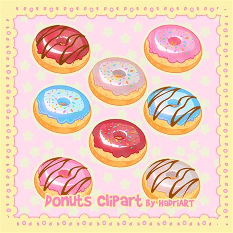 Cute Donut Clipart Pack Donuts Clip Art SALE - Etsy