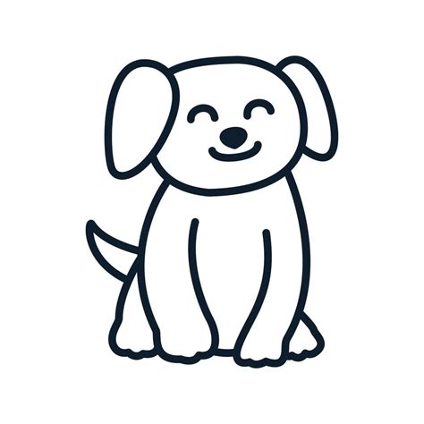 dog or pet sit line cute cartoon logo vector illustration design image ...