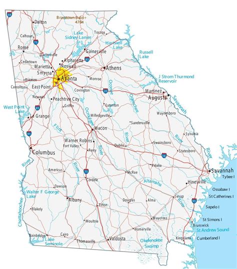 Map of Georgia - Cities and Roads - GIS Geography