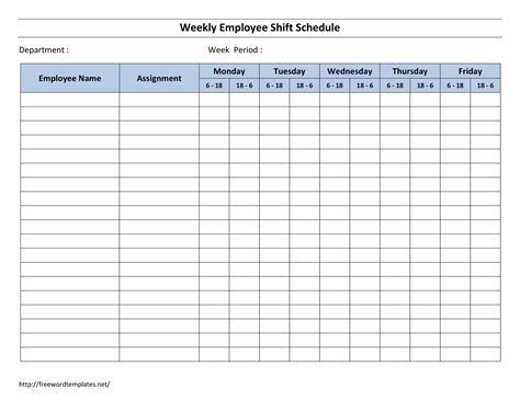 7 Day Weekly Roster Template | HQ Printable Documents