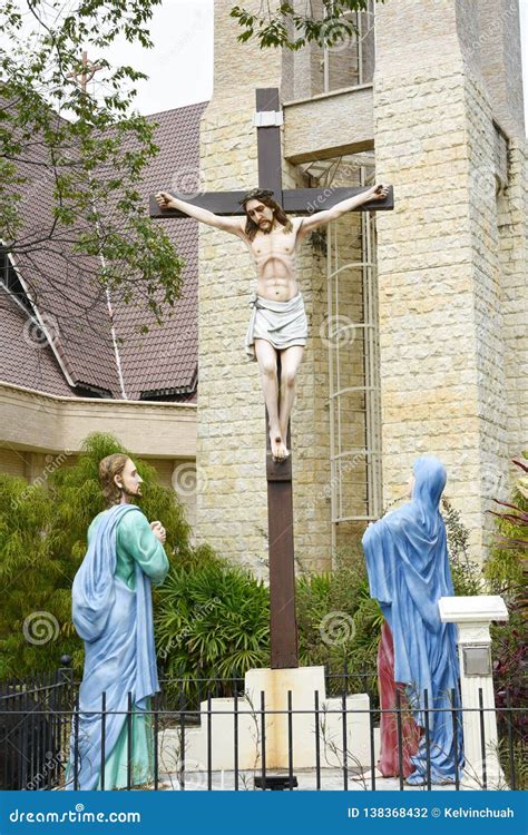 Catholic Church and Jesus Christ on Crucifix. Editorial Photography ...