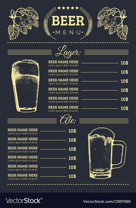 Free Beer Menu Template