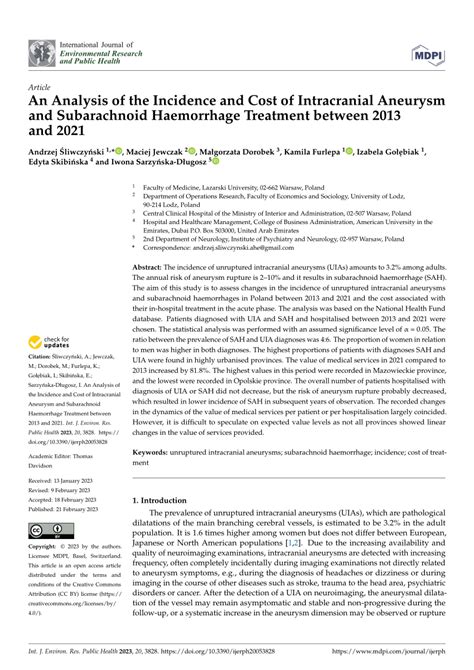 (PDF) An Analysis of the Incidence and Cost of Intracranial Aneurysm ...