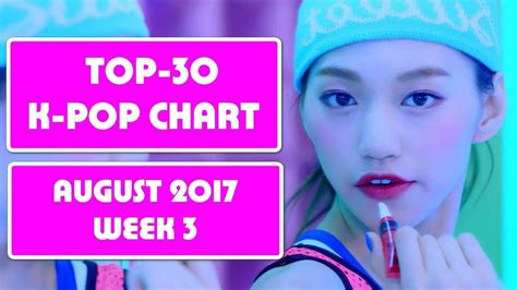 [M!CHART] TOP-30 K-POP CHART (AUGUST 2017 - WEEK 3) - YouTube