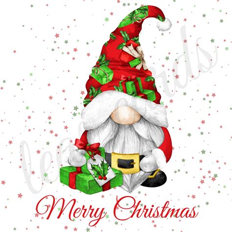 Santa Gnome Clipart Merry Christmas DIGITAL DOWNLOAD - Etsy