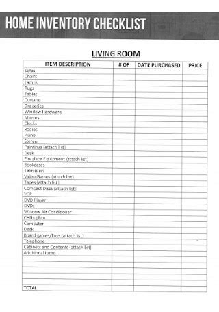 24+ SAMPLE Home Inventory Checklists in PDF | MS Word