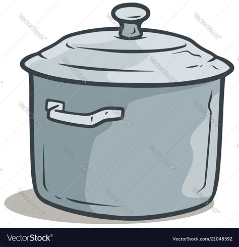 Cartoon gray cooking pot with cover Royalty Free Vector