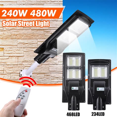 234/468 led solar powered street lights outdoor remote control security ...