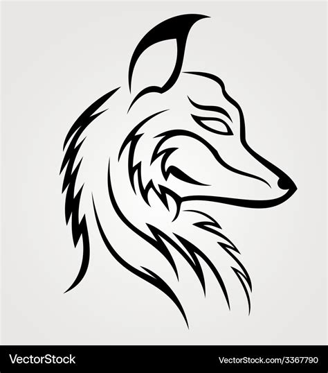 Fox head tattoo design Royalty Free Vector Image