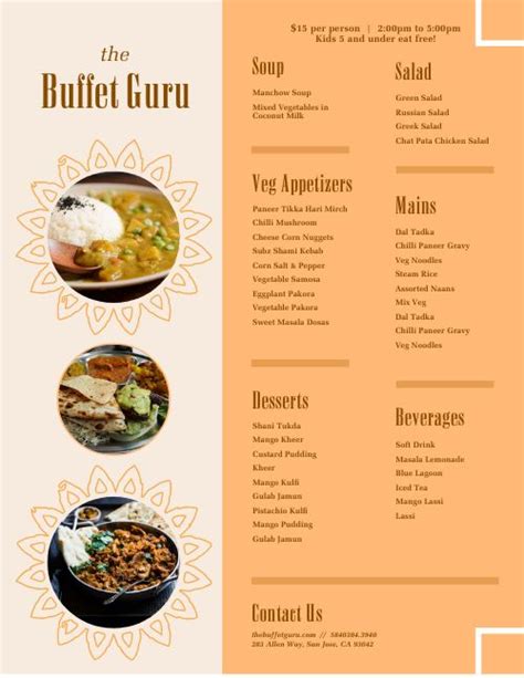 Buffet Menu Sample Design Template