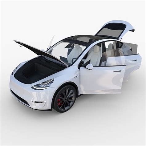 Tesla Model Y White with interior 3D model | CGTrader