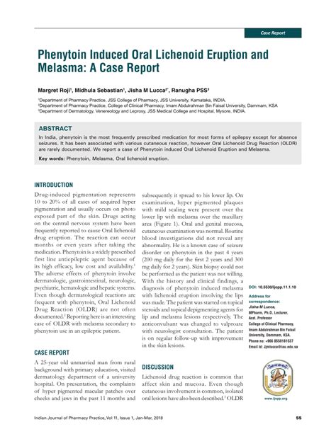 (PDF) Phenytoin Induced Oral Lichenoid Eruption and Melasma: A Case Report