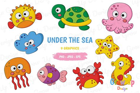 Under the Sea Animals Clipart. Graphic by Grow up design · Creative Fabrica