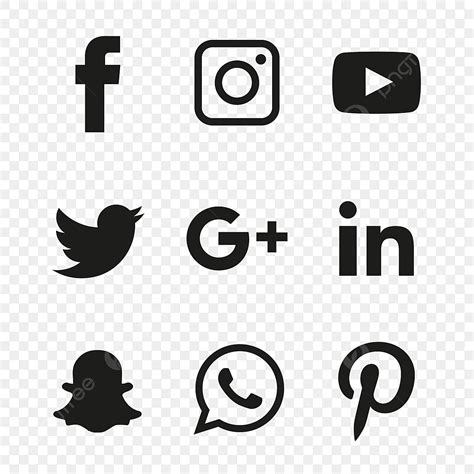 Social Media Black Icons Set, Social Media Drawing, Social Icons, Black ...