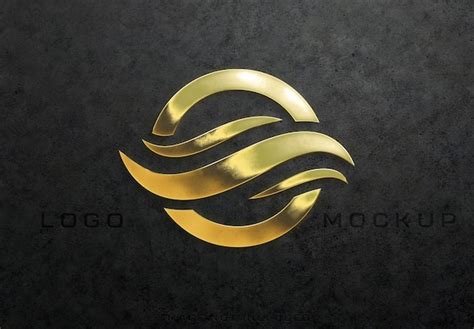 Premium PSD | Detailed textured 3D glossy gold logo sign Mockup