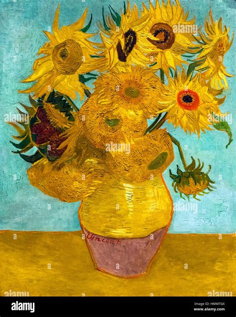 Van Gogh Sunflowers. Sunflowers by Vincent van Gogh (1853-1890), oil on ...