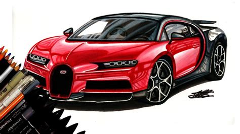 How To Draw A Realistic Car Bugatti Chiron Time Lapse Drawing | Images ...