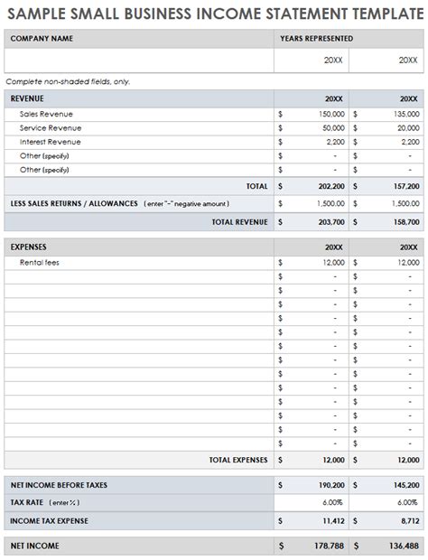 Income Statement Format Excel