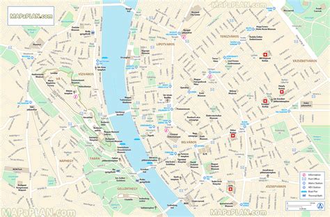 Budapest map - City center map of monuments for tourist including ...