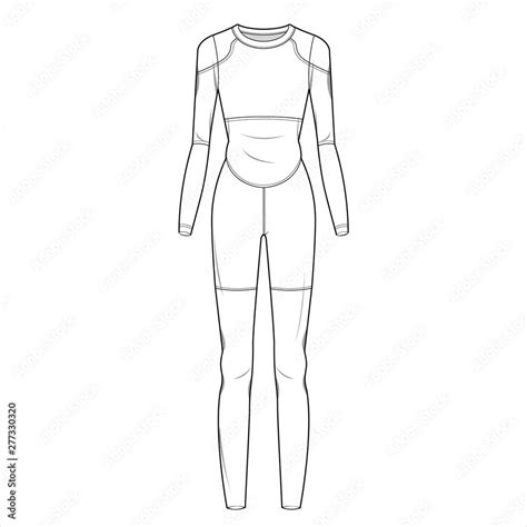 Bodysuit fashion flat sketch template Stock 벡터 | Adobe Stock