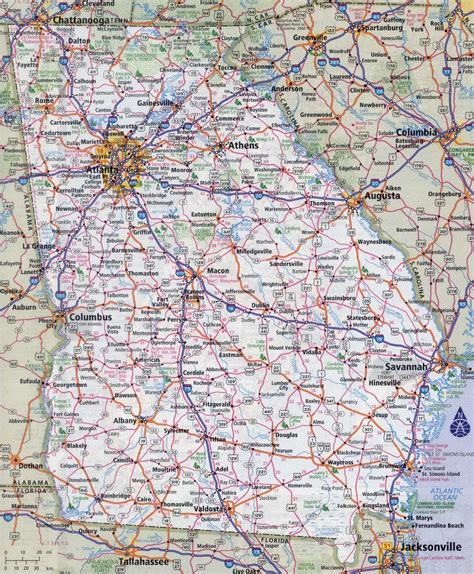 Large detailed roads and highways map of Georgia state with all cities ...