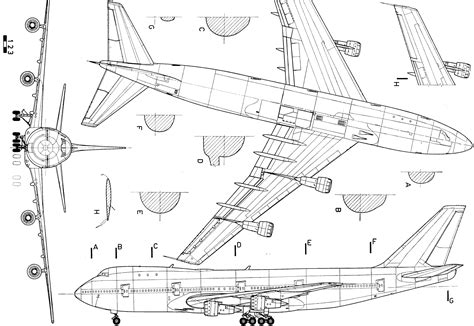 Boeing 747 Blueprint - Download free blueprint for 3D modeling Aviation ...