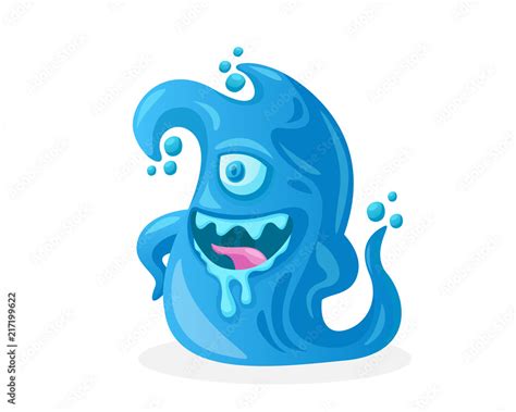 Cute Cheerful Water Monster Cartoon Character Illustration Stock Vector ...