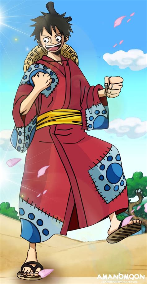 One Piece Luffy Tarou Kimono Anime Manga Colored by Amanomoon | Kimono ...