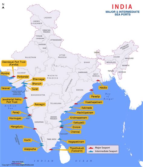 Major Sea Ports Map, Seaports in India