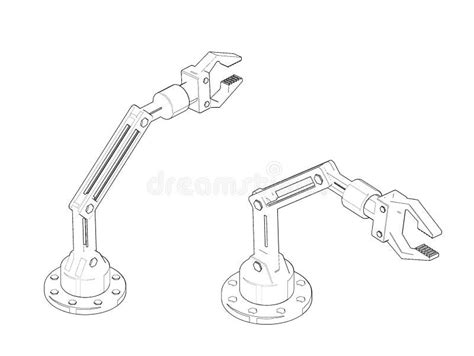 Robotic Arm. Isolated On White Background. Sketch Illustration Stock ...