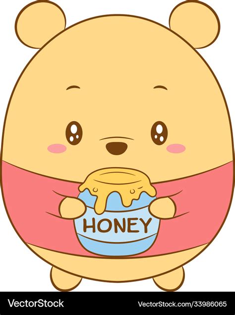 Cute drawing winnie pooh bear Royalty Free Vector Image