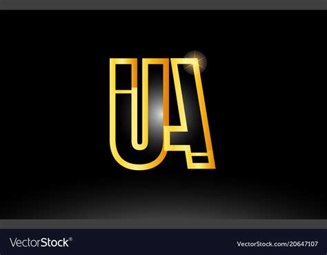 Gold black alphabet letter ua u a logo Royalty Free Vector